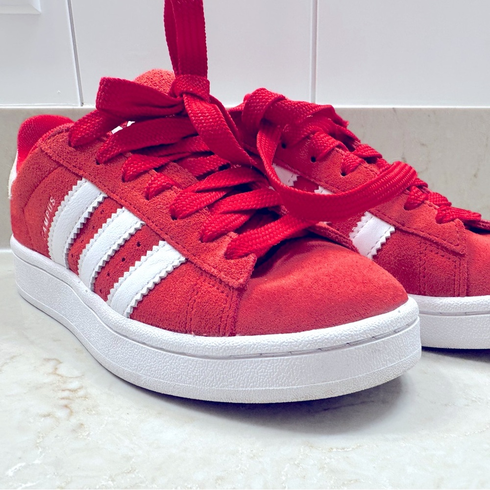 Like NEW! Adidas Campus Red and White Sneakers